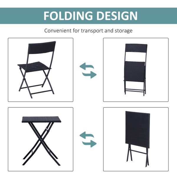 3pc Rattan Furniture Set :2 X Chairs,1 X Table - Black - Image 4