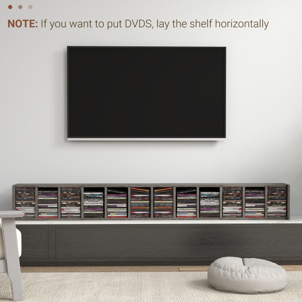 HOMCOM Set of 2 CD Media Display Shelf Unit Tower Rack Adjustable, Mocha Wood - Image 8