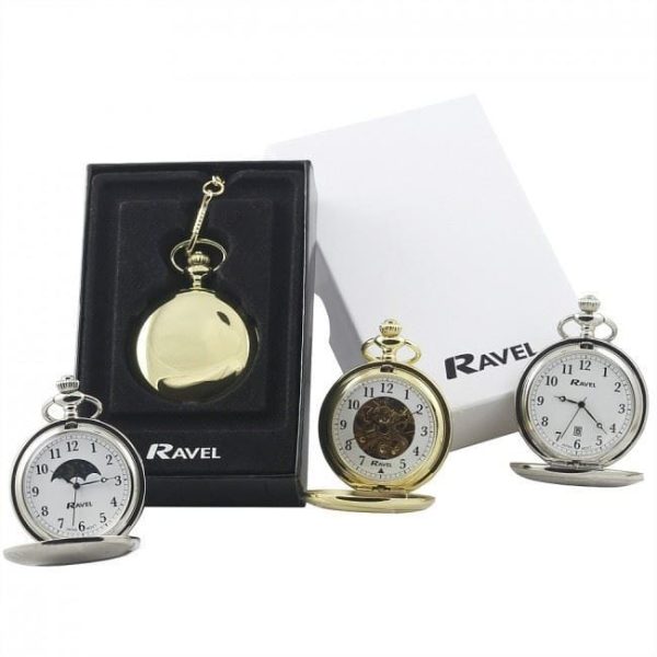 Ravel Polished Sun-Moon Gold Pocket Watch  R1001.15 - Image 2