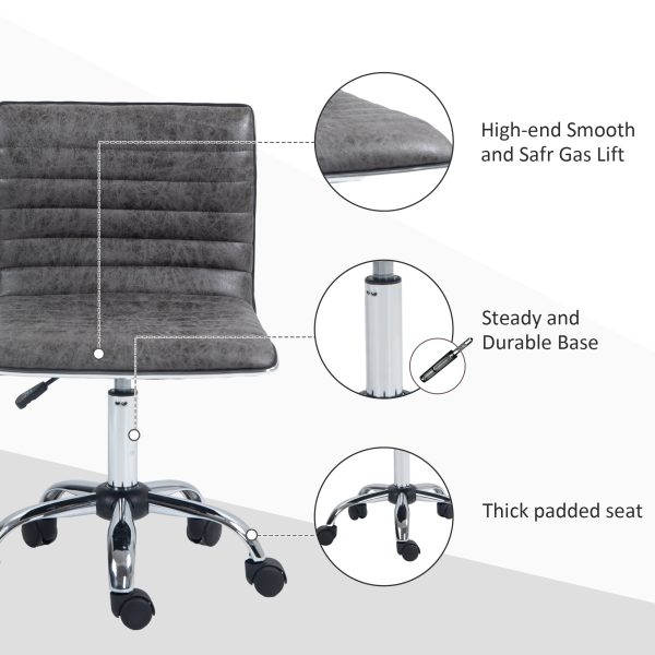 HOMCOM Armless Mid-Back Adjustable Office Chair with 360 Swivel Grey - Image 7