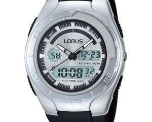 Lorus Mens Dual Time Black Strap Watch - R2389GX9