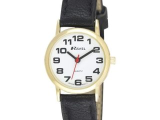 Ravel Ladies Basic White Dial Black Leather Strap Watch R0105.05.2A