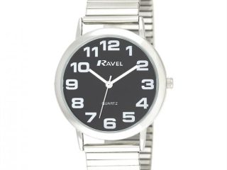 Ravel Mens Stainless Steel Soft Expandable Bracelet Strap Watch R0208.03.1