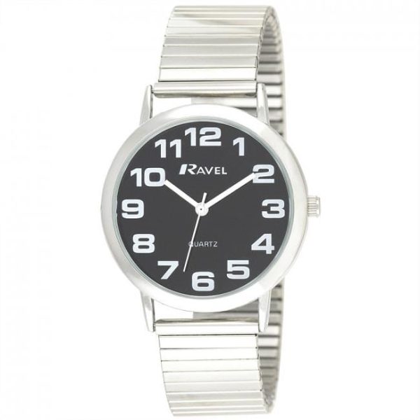 Ravel Mens Stainless Steel Soft Expandable Bracelet Strap Watch R0208.03.1