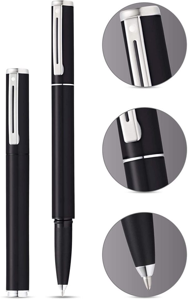 Sheaffer Pop Rollerball Pen Medium Tip BLACK with Chrome Trim Black Ink E1920551 - Image 2