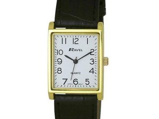 Ravel Mens Classic Black Leather Strap Watch R0120.01.1A