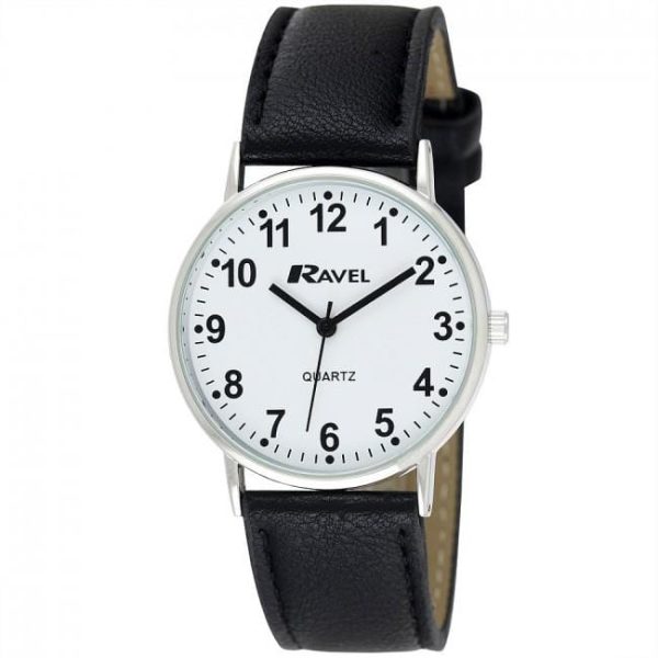 Ravel Mens Classic Strap Watch Black / Silver / White Watch R0129.15.1