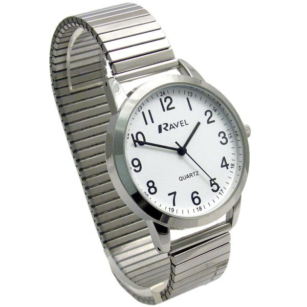 Ravel Mens Bold Number White Dial Gold Expander Bracelet Watch R0232.21.1 - Image 3