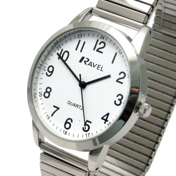 Ravel Mens Bold Number White Dial Gold Expander Bracelet Watch R0232.21.1 - Image 2