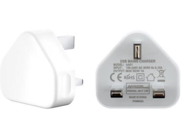 Advanced Accessories USB Mains Charger 1amp White