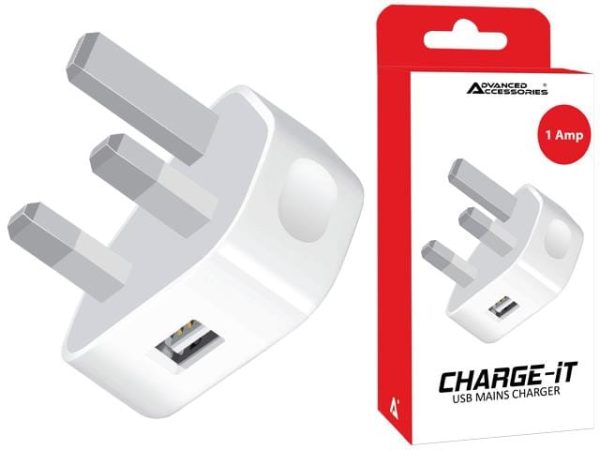 Advanced Accessories USB Mains Charger 1amp White - Image 3
