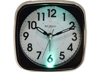 Wm Widdop Square Alarm Clock - Sweep/Light/Snooze - Black