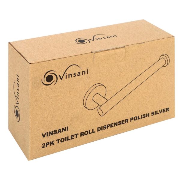 VINSANI 2pk TOILET ROLL DISPENSER POLISH SILVER 1010081 - Image 4