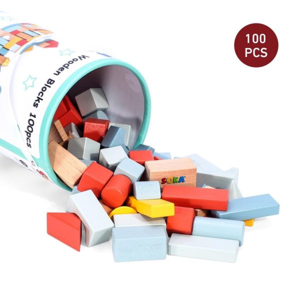 SOKA Wooden Blocks 100pcs in New Color 0000463 - Image 3
