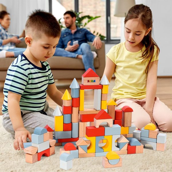 SOKA Wooden Blocks 100pcs in New Color 0000463 - Image 5