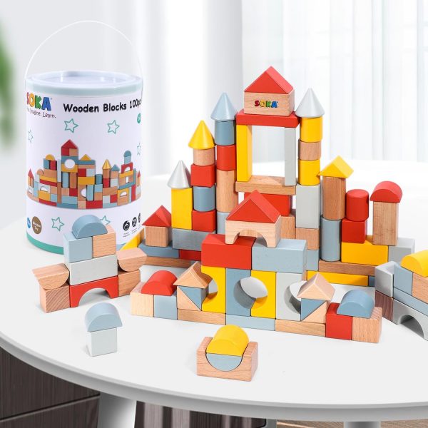 SOKA Wooden Blocks 100pcs in New Color 0000463 - Image 7