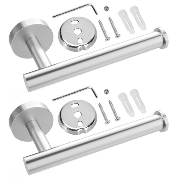 VINSANI 2pk TOILET ROLL DISPENSER BRUSH SILVER 1010073 - Image 2