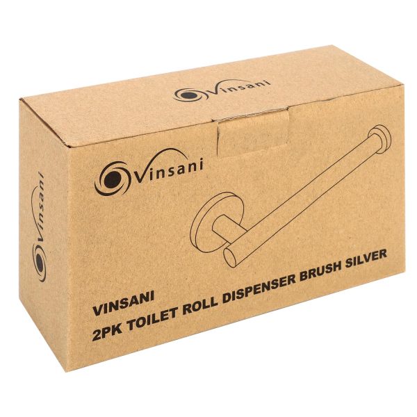 VINSANI 2pk TOILET ROLL DISPENSER BRUSH SILVER 1010073 - Image 5