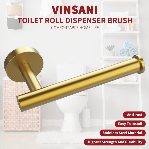 VINSANI 2pk TOILET ROLL DISPENSER BRUSH GOLDEN 1010077 - Image 4