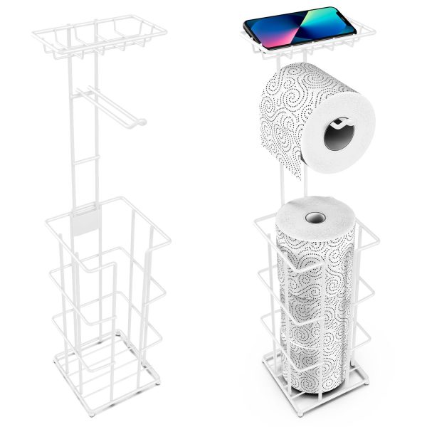 Vinsani Metal Toilet Roll Holder & Storage White 1010102