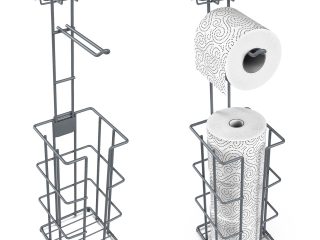 Vinsani Metal Toilet Roll Holder & Storage Grey 1010103
