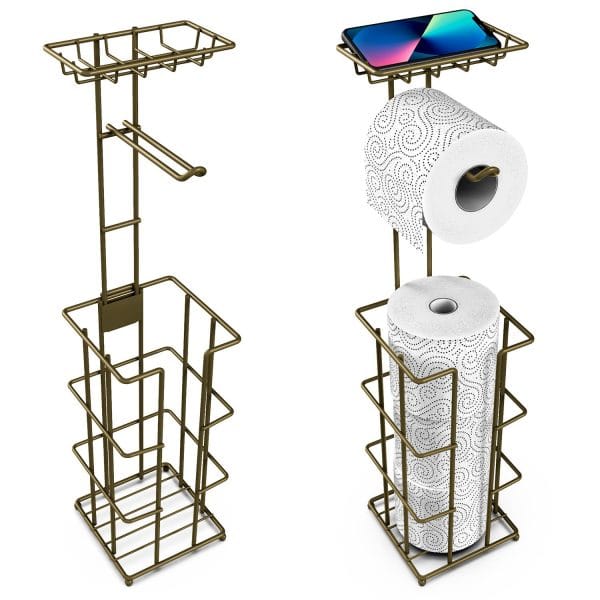 Vinsani Metal Toilet Roll Holder & Storage Bronze 1010104