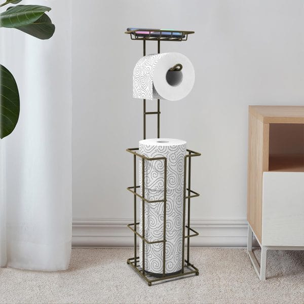 Vinsani Metal Toilet Roll Holder & Storage Bronze 1010104 - Image 3