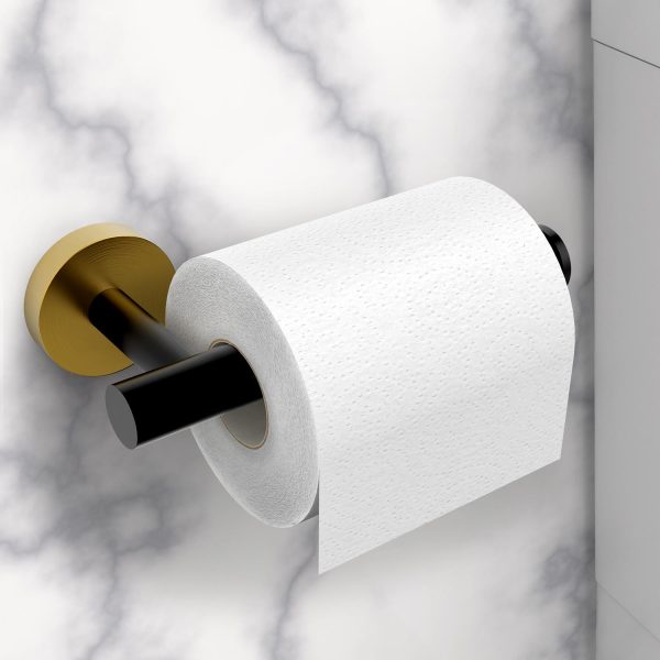 VINSANI 1pk TOILET ROLL DISPENSER BLACK & GOLDEN 1010078 - Image 3
