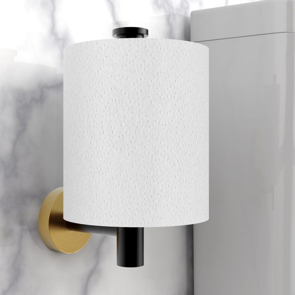 VINSANI 1pk TOILET ROLL DISPENSER BLACK & GOLDEN 1010078 - Image 2