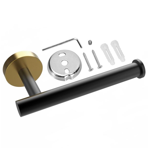 VINSANI 1pk TOILET ROLL DISPENSER BLACK & GOLDEN 1010078 - Image 5