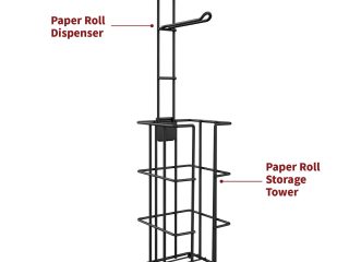 Vinsani Metal Toilet Roll Holder & Storage Black 1010101