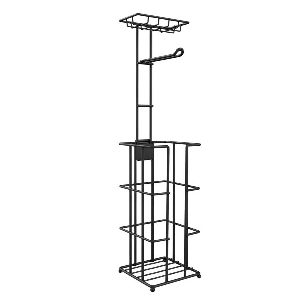 Vinsani Metal Toilet Roll Holder & Storage Black 1010101 - Image 2