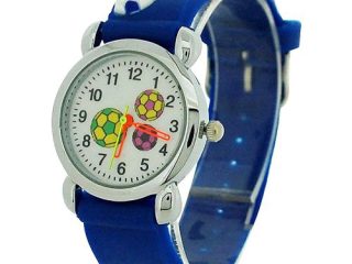 Relda Children's Analogue 3D Soccer Football Blue Silicone Strap Boy's Watch REL45