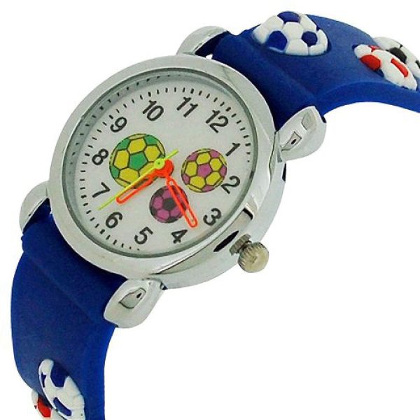 Relda Children's Analogue 3D Soccer Football Blue Silicone Strap Boy's Watch REL45 - Image 4