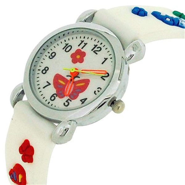 Relda Children's Analogue 3D Multicolor Butterfly White Silicone Strap Girl's Watch REL40 - Image 2