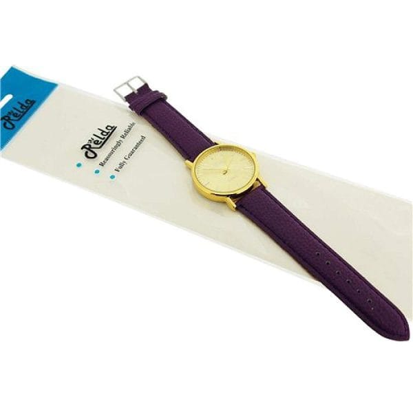 Relda Women Analogue Jumbo Gold tone Dial & Leather Purple Strap With Buckle REL62 - Image 3
