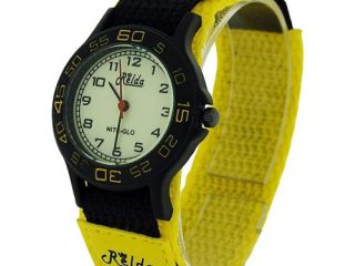 Relda Children's Analogue Nite-Glo Quartz Luminous Dial Yellow & Black Velcro Strap Girls/Boy Watch REL59