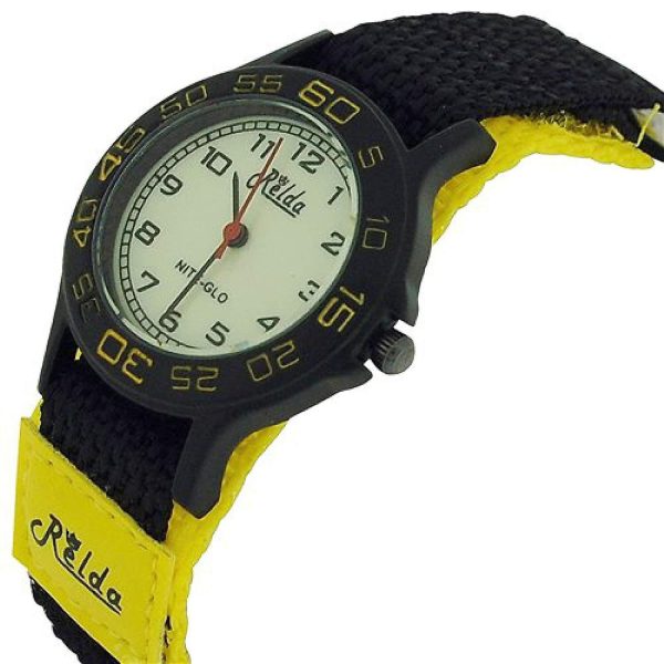 Relda Children's Analogue Nite-Glo Quartz Luminous Dial Yellow & Black Velcro Strap Girls/Boy Watch REL59 - Image 3