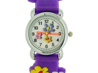 Relda Children's Analogue 3D Colourful Flower Purple Silicone Strap Girl's Watch REL42