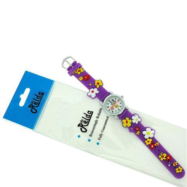 Relda Children's Analogue 3D Colourful Flower Purple Silicone Strap Girl's Watch REL42 - Image 4