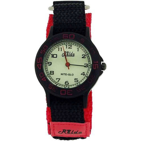 Relda Children's Analogue Nite-Glo Quartz Luminous Dial Pink & Black Velcro Strap Girls Watch REL56 - Image 4