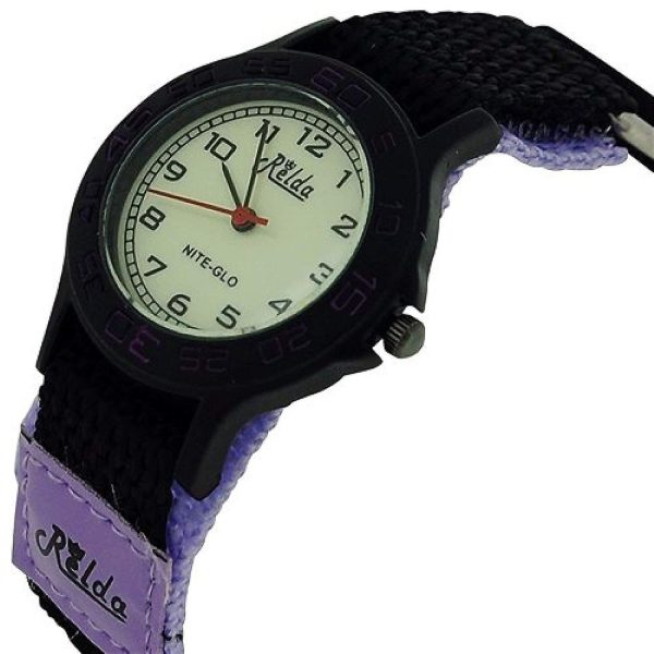 Relda Children's Analogue Nite-Glo Quartz Luminous Dial Purple & Black Velcro Girls Watch REL58 - Image 4