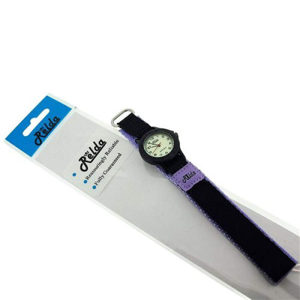 Relda Children's Analogue Nite-Glo Quartz Luminous Dial Purple & Black Velcro Girls Watch REL58 - Image 3