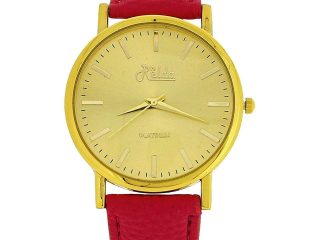 Relda Women Analogue Jumbo Gold tone Dial & Leather Pink Strap With Buckle REL61