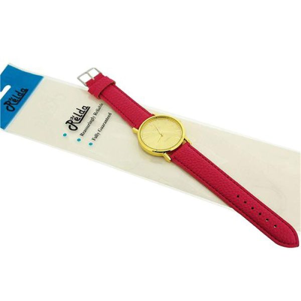 Relda Women Analogue Jumbo Gold tone Dial & Leather Pink Strap With Buckle REL61 - Image 4