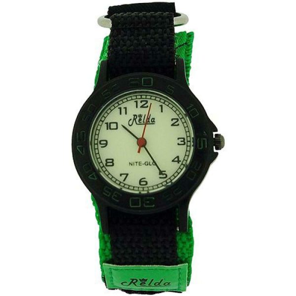 Relda Children's Analogue Nite-Glo Quartz Luminous Dial Green & Black Velcro Strap Boys Watch REL55 - Image 2