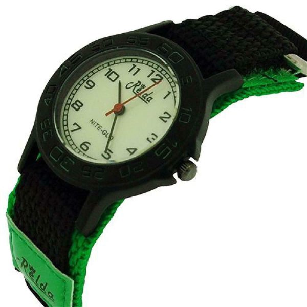 Relda Children's Analogue Nite-Glo Quartz Luminous Dial Green & Black Velcro Strap Boys Watch REL55 - Image 4