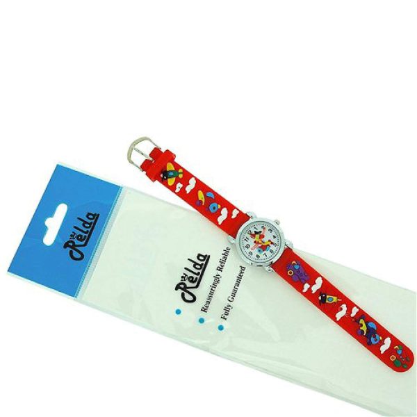 Relda Children's Analogue 3D Flying Aeroplane Red Silicone Strap Boy's Watch REL44 - Image 4