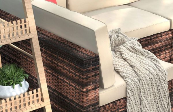 6 Seat Rattan Modular Sofa With Table - Image 3