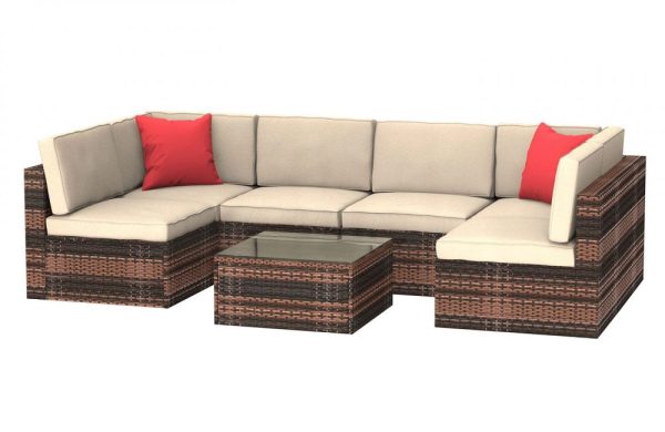 6 Seat Rattan Modular Sofa With Table - Image 4